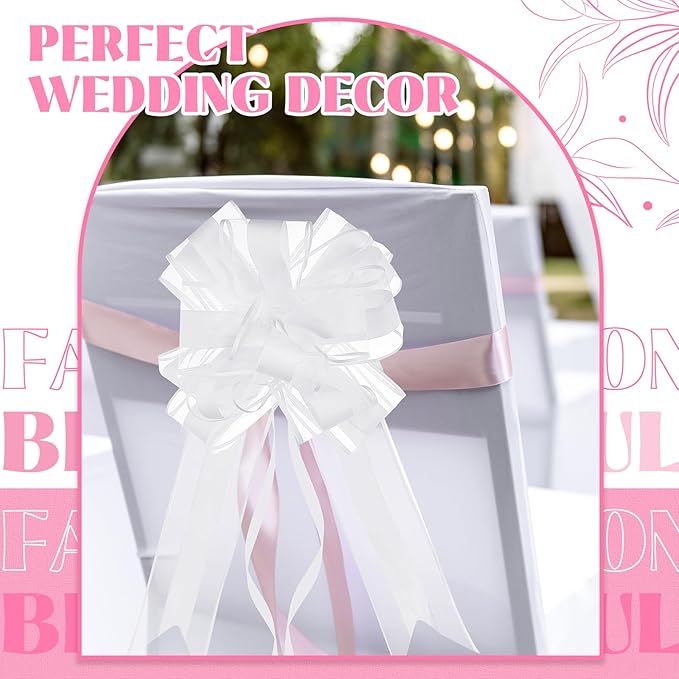 Riceshoot 24 Pcs Wedding Pew Bows - Image 7