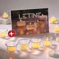 LETINE 24pcs Clear Tealight Candle Holder & 24pcs White, Unscented Soy Wax Tea by LETINE