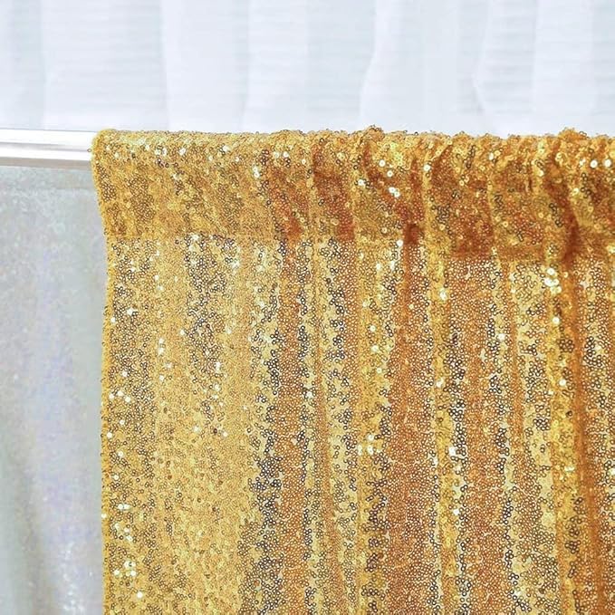 SquarePie Sequin Backdrop 8FT x 8FT Gold Curtain Background - Image 6