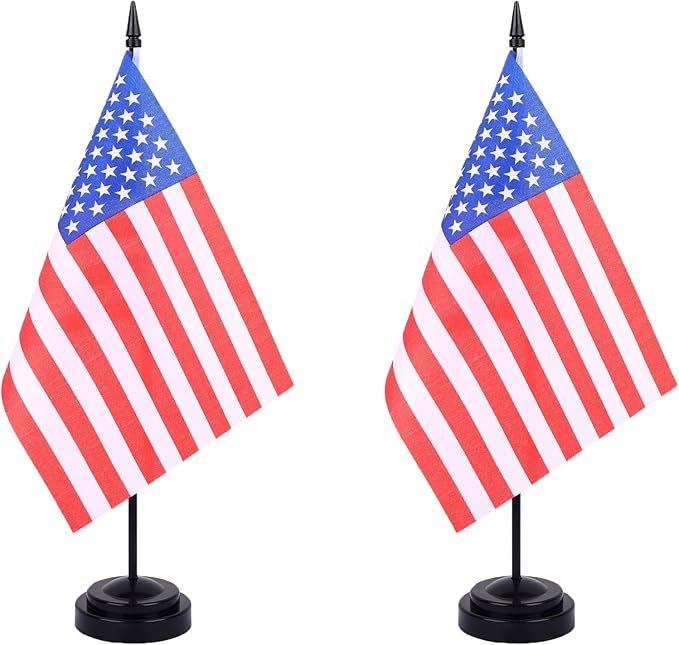 WXTWK 2 Pack American Flag US Desk Flag Set by WXTWK