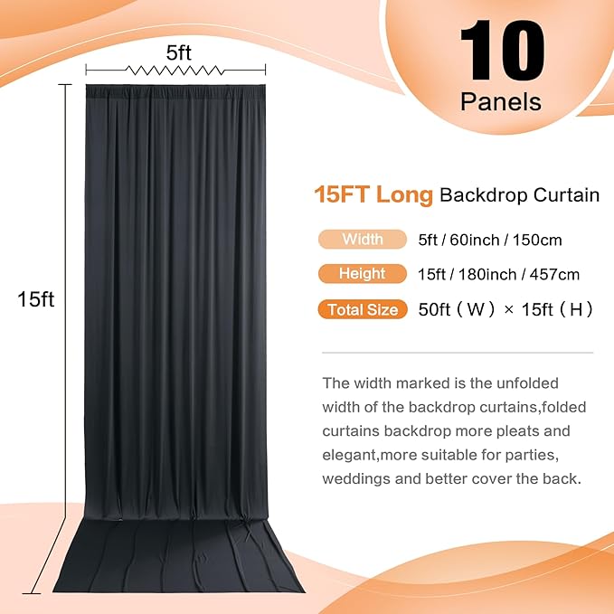 50ft x 15ft White Wrinkle Free Backdrop Curtain - Image 2