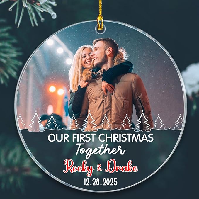 Personalized Our First Christmas Together Ornament 2025, Upload Photo Mr & Mrs by BixDori