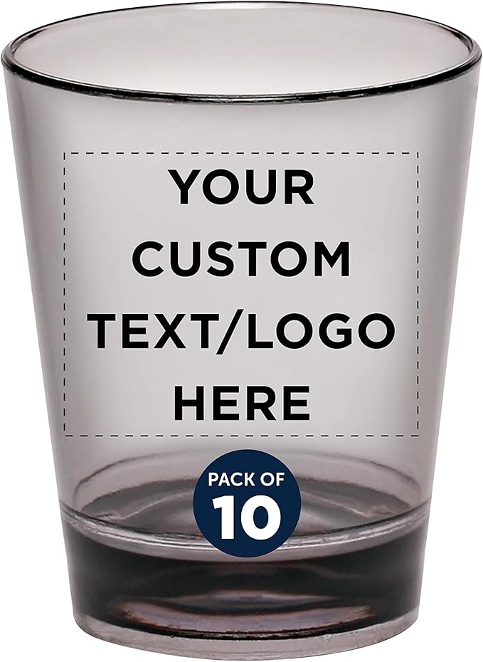 Custom Translucent Plastic Shot Glasses 1.5 oz. Set of 10, Personalized Bulk by DISCOUNTPROMOS