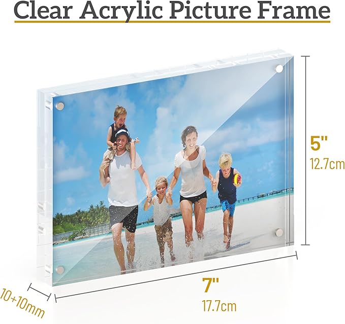 5x7 Acrylic Picture Frame 5 Pack, 20mm Thick Magnetic Double Sided Display 20% - Image 2