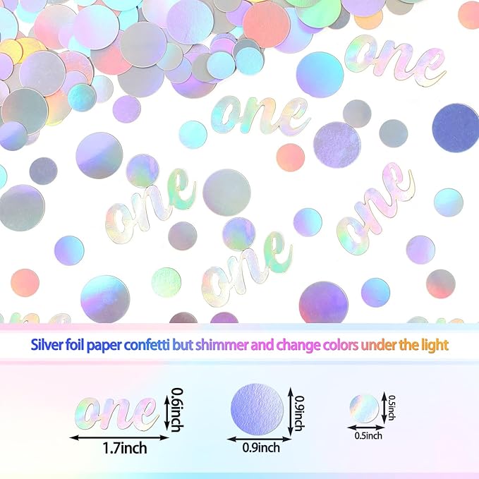 One Birthday Confetti Iridescent Baby First Birthday Decorations Circle Table - Image 2