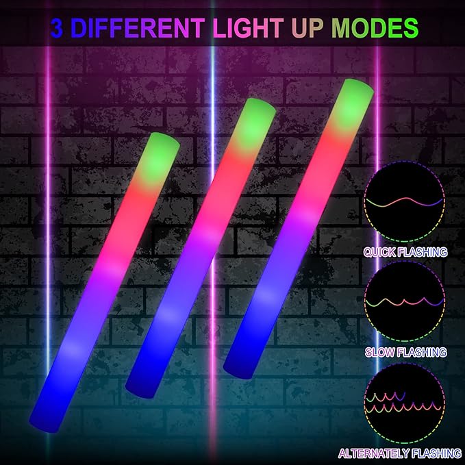 LifBetter 58Pcs Foam Glow Sticks Bulk, Led Glow Sticks - Image 2