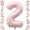 Pink 40 Inch Balloon Number 2, Large Dusty Retro Pastel Pink Foil Number 2 by KAINSY