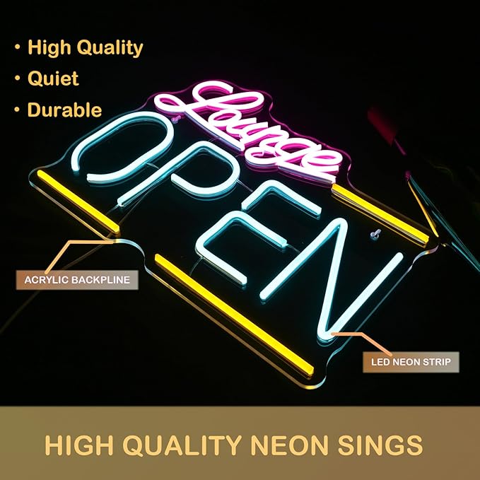 Lounge Open Neon Signs, Bright Led Light, - Image 2