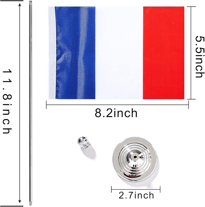 ZXvZYT 2 Pack France flag French Table Flag Small Mini French Desk Flags - Image 2