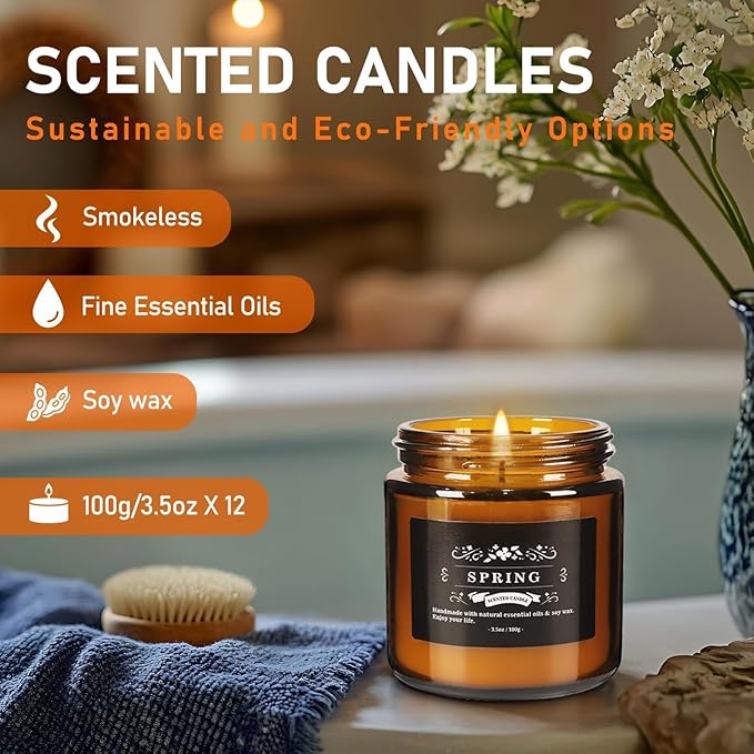 12 Pcs Scented Candles with Added Natural Essential Oils, Suitable - Image 5