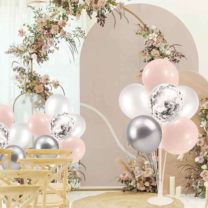 Pink and Silver Balloon Stand Centerpiece Table Decorations - Image 4