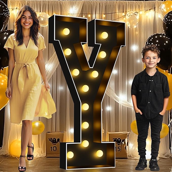 Pooqla 4 FT Marquee Light Up Letters, Giant LED Sign Black Marquee Letter by Pooqla