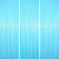 3 Pack 3.3 x 8.2 ft Pastel Blue Foil Fringe Backdrop Curtains, Tinsel Streamers by Voircoloria