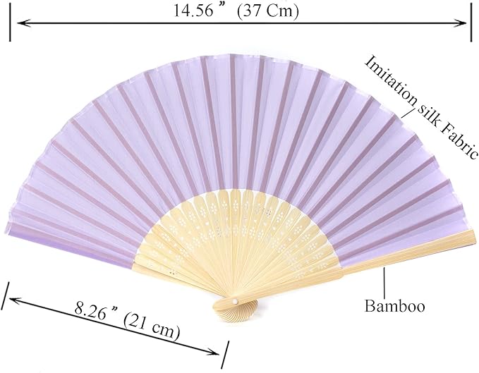 24pcs Imitated Silk Hand Fan Imitated Silk Fabric Bamboo Handheld Folded Fan - Image 2
