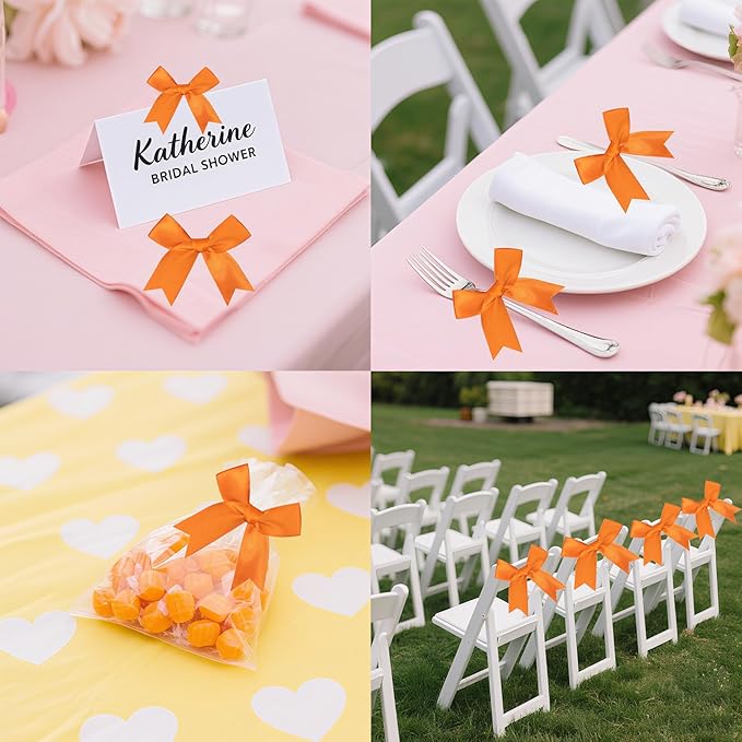 50 PCS Twist Tie Bows Satin Ribbon Bows 3.3 Inch Gift Wrap Bows Craft Bows - Image 7
