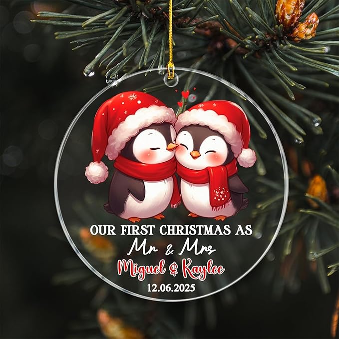 Custom 1st Christmas As Mr & Mrs Ornament Gift - Image 3