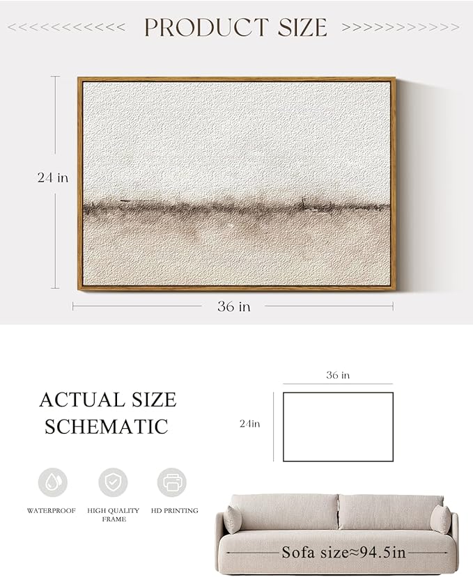 ARPEOTCY Large Framed Canvas Wall Art, 24x36 Inch, Modern Minimalist Abstract - Image 2