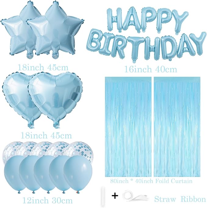 29 Pcs Light Blue Birthday Party Decorations - Image 2