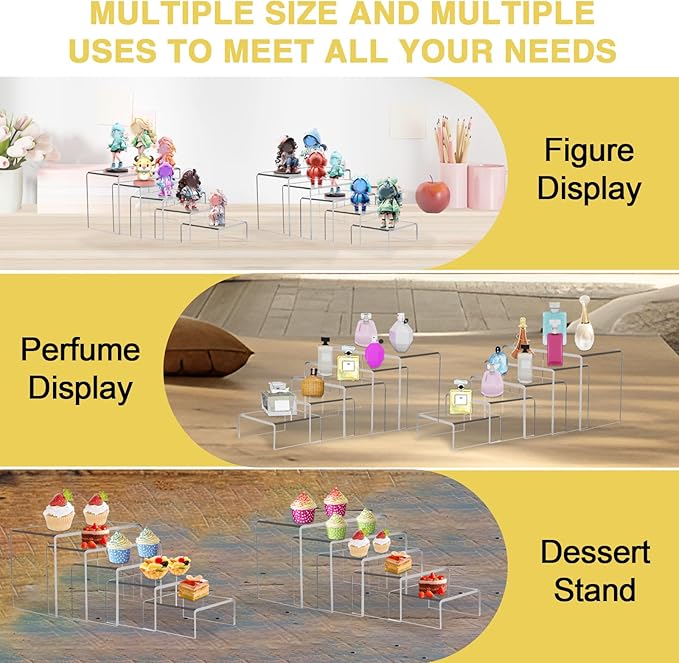 10 Pcs Acrylic Display Risers, 2 Sets Small Size Acrylic Risers Display Stands - Image 4