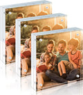 Egofine 5x5 Acrylic Frames 3 Pack, 20mm Thicker Frameless Clear Picture Frames by Egofine