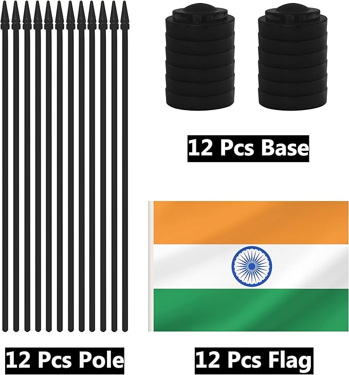 12 Pack India Desk Flags, Indian Desktop Flag, Small Miniature Office Flags - Image 3