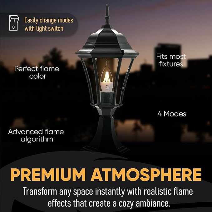 Fliq | LED Flame Light Bulb | 2 Pack | 2W | 4 Modes | Flickering Flame Bulb | - Image 4
