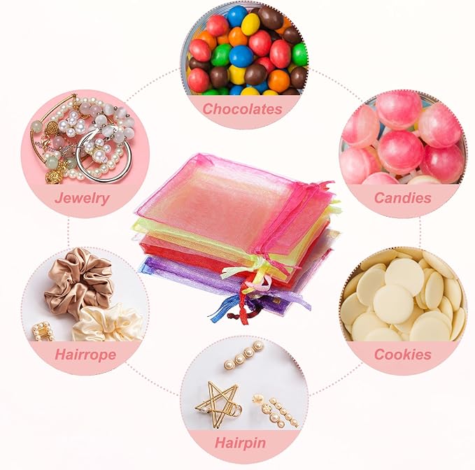 uxcell 50 Pcs Organza Gift Bags, 2.7x3.5 Inch Drawstring Pouches Jewelry Gift - Image 5