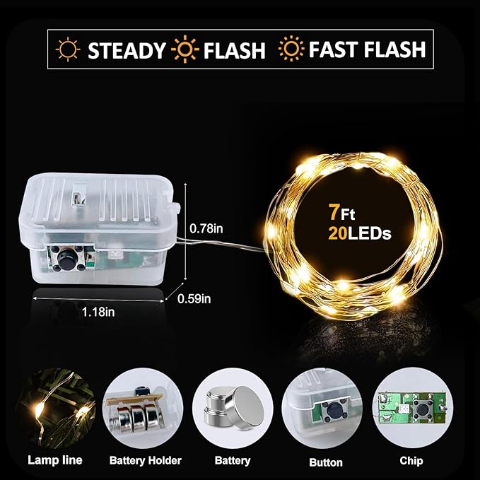 Aogist Led Fairy Lights 3 Modes Battery Operated String Lights Waterproof - Image 3