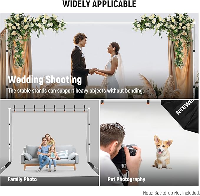 Neewer Photo Studio Backdrop Support System, 10ft/3m Wide 6.6ft/2m High - Image 2