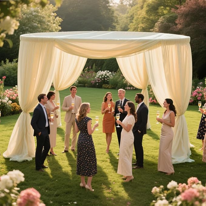 VOK Wedding Arch Draping Fabric Chiffon Fabric, 29in x 18Ft 2 Panels Sheer - Image 7