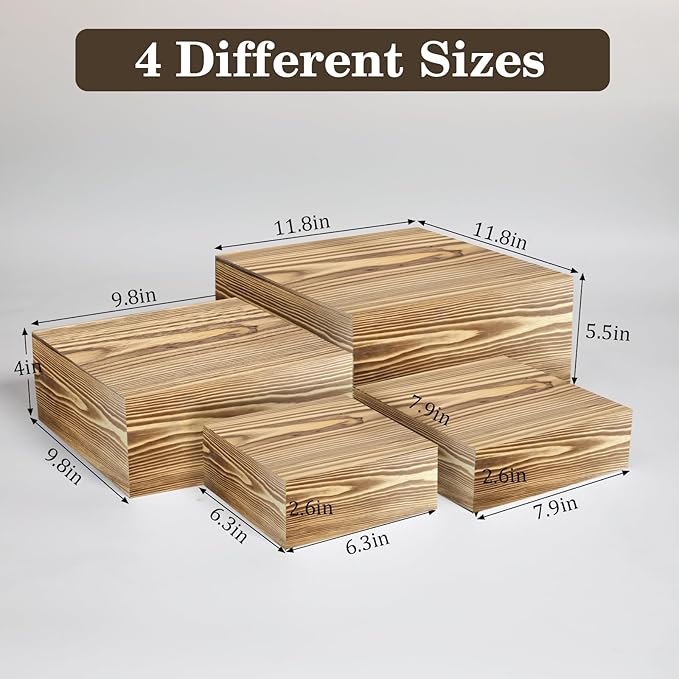 4 Pcs Buffet Risers, Wood Food Riser Dessert Display Stand - Image 2