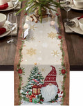Christmas Gnomes Cotton Linen Table Runner by Unknown