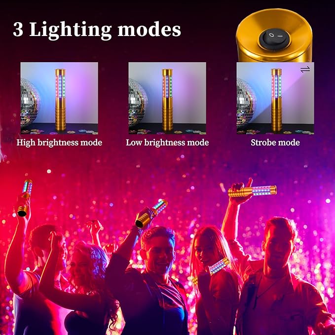 2 Pieces RGB LED Strobe Baton Light Rechargeable Bottle Service Sparklers Stick - Image 2
