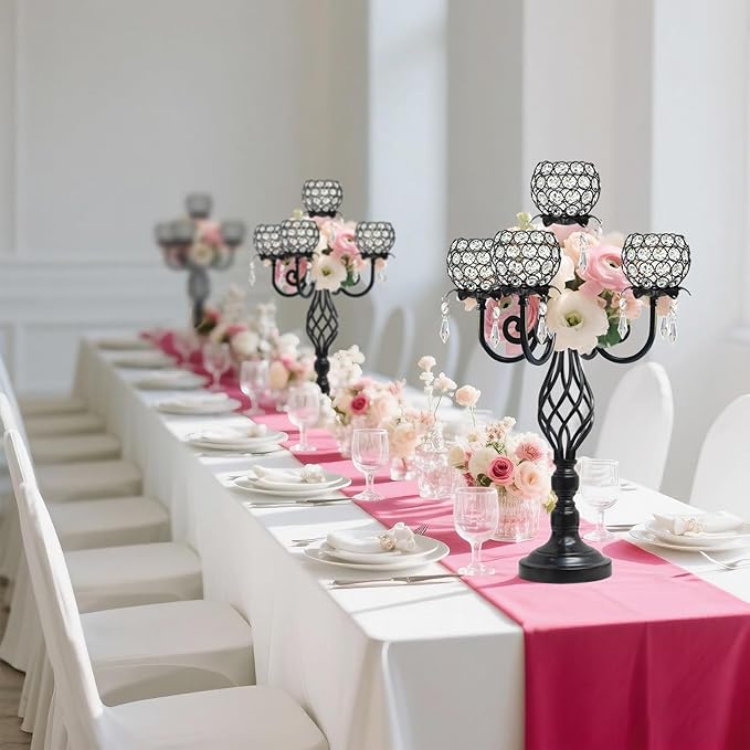 5-Arm Crystal Candelabra Centerpiece 23.2" Tall - Image 6