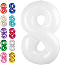 Helium Foil White Number 8 Balloon 40 Inch, Mylar Eight Numbers 8 18 28 38 48 by Upgesy