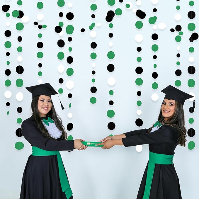 46 Ft Black Green Party Decorations Polka Dots Garlands Green and Black White - Image 4