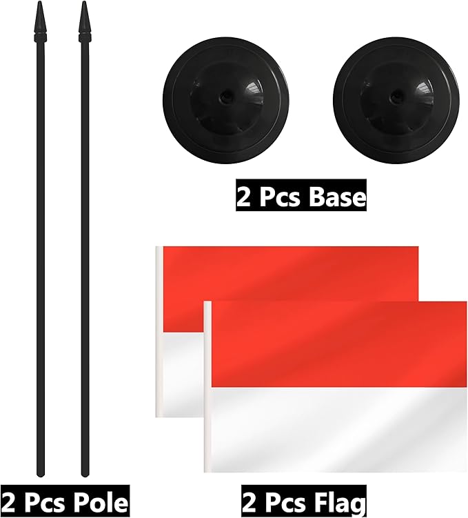 2 Pack Indonesia Desk Flag Set, Indonesian Desktop Small Miniature Table Office - Image 6