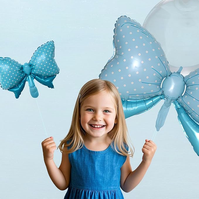 36 Inches Bow Foil Balloon Huge Bowtie Blue Balloon - Image 3
