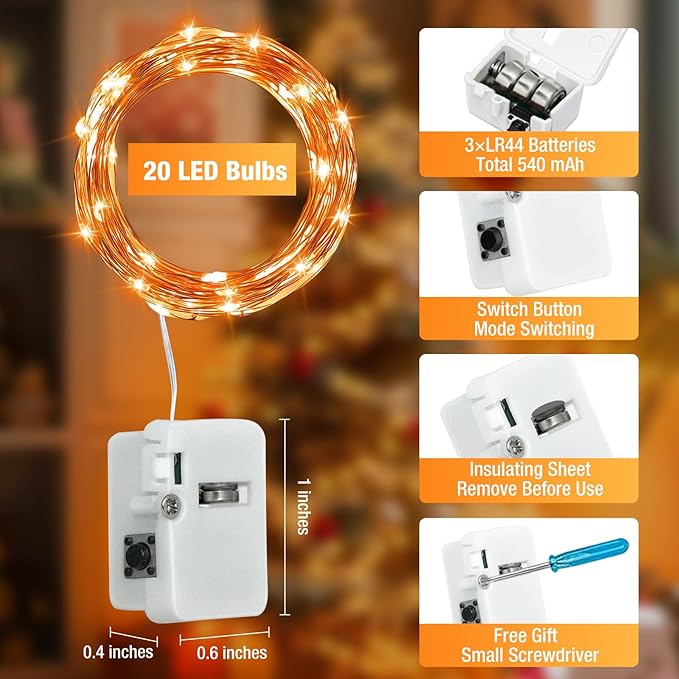 6 Pack Fairy Lights Battery Operated - 7ft 20 Led Twinkle Lights 3 Modes - Image 5