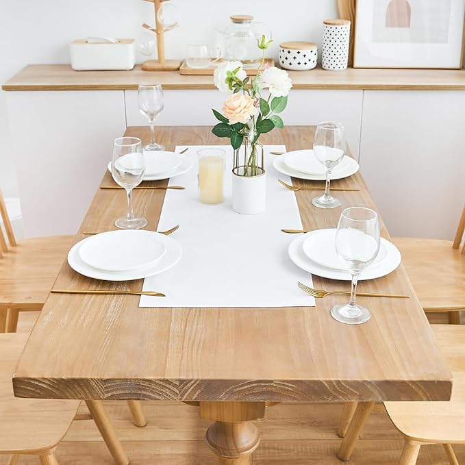 2 Pack White Small Short Table Runner 12 x 36 Inch Solid Color Runners Coffee - Image 3