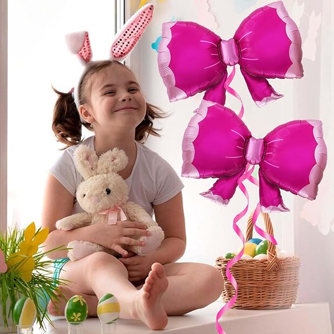 36 Inches Bow Foil Balloon Huge Bowtie Pink Balloon - Image 4