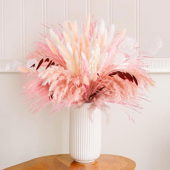 N&T NETING 85Pcs Pink Pampas Grass Decor, Natural Dried Floral Pampas Grass by NTNIETING