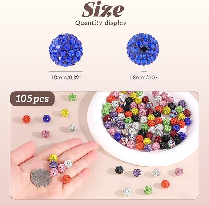 105pcs 10mm Rhinestone Beads for Jewelry Making, Dark Green Shiny Round Disco - Image 4