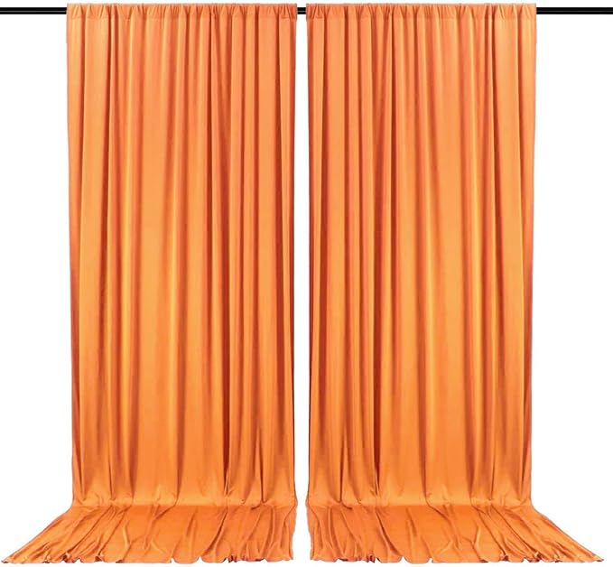 2 Panels Orange Yellow Backdrop Curtain, 10 x 10 Feet Satin Background Curtains by Zankubom