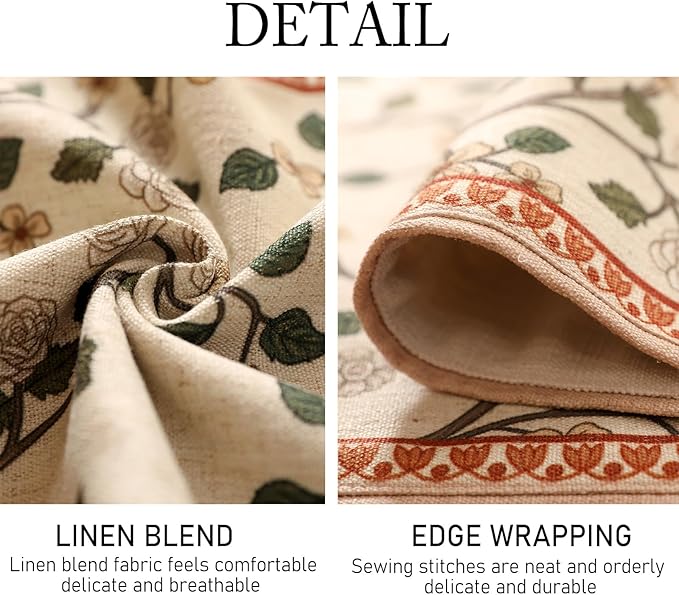 ISAENNE Designer Elegant Linen Floral Table Runner 71 Inches Long, Farmhouse - Image 5