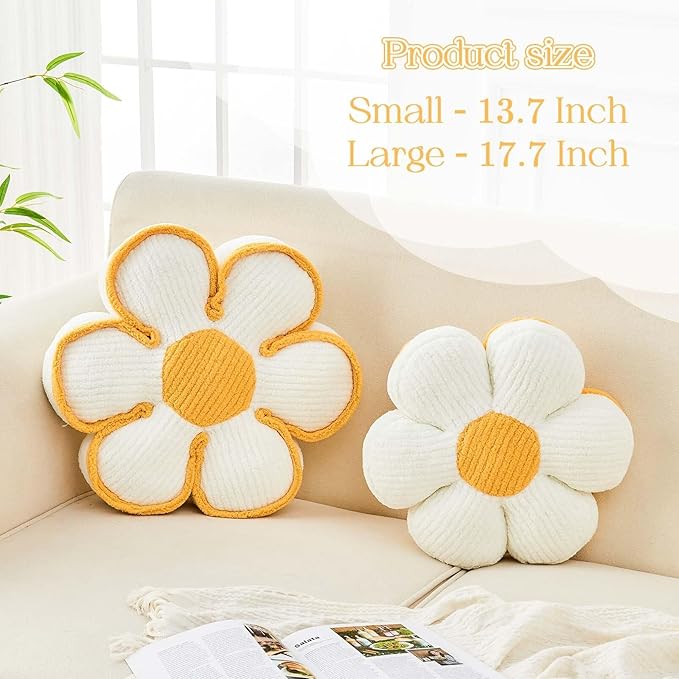 Flower Pillow, Soft Flower Decorative Throw Pillow, Cute Daisy Flower Shaped - Image 2