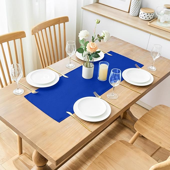 2 Pack Blue Small Short Table Runner 12 x 36 Inch Solid Color Runners Coffee - Image 2