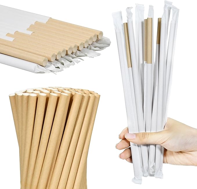 9'' x 0.31'' Giant Paper Drinking Straws Individually Wrapped 300 Counts - Image 6