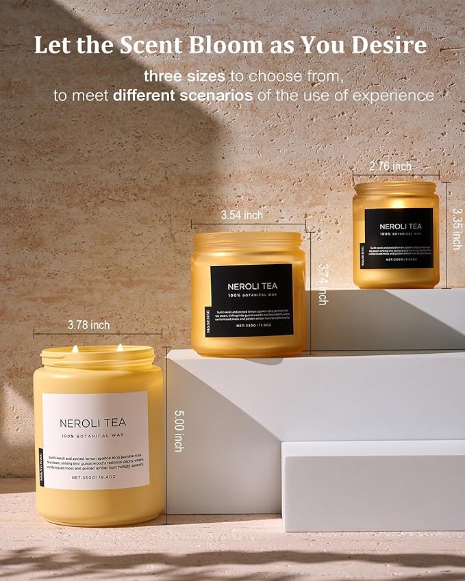 M&SENSE Neroli Tea Scented Candle, 19.4oz 110 Hours Long Lasting Burn 2 Wick - Image 6