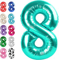 Helium Foil Teal Blue Number 8 Balloon 40 Inch, Mylar Eight Numbers 8 18 28 38 by Upgesy